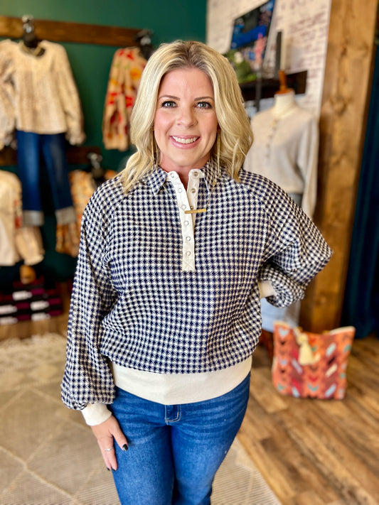 Oversized Two Tone Textured Top