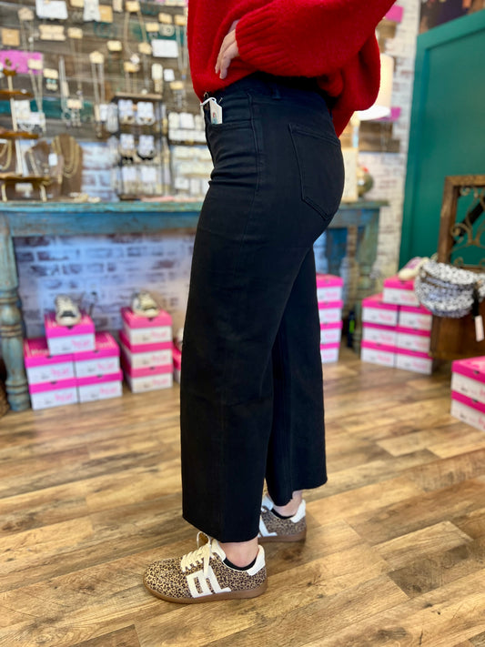 Lovervet Jet Black High Rise Wide Leg Jean