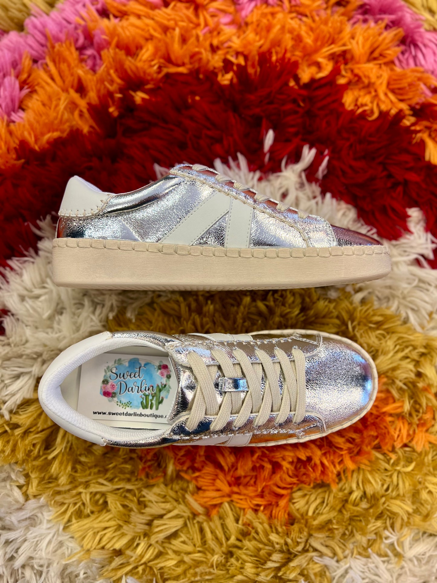 Silver Metallic Tennis Shoe