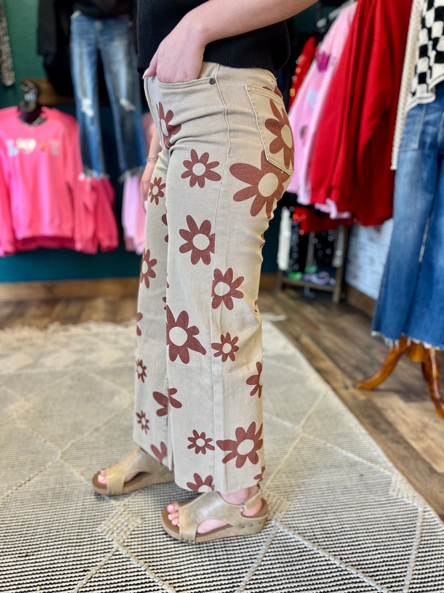 Taupe Flower Pant