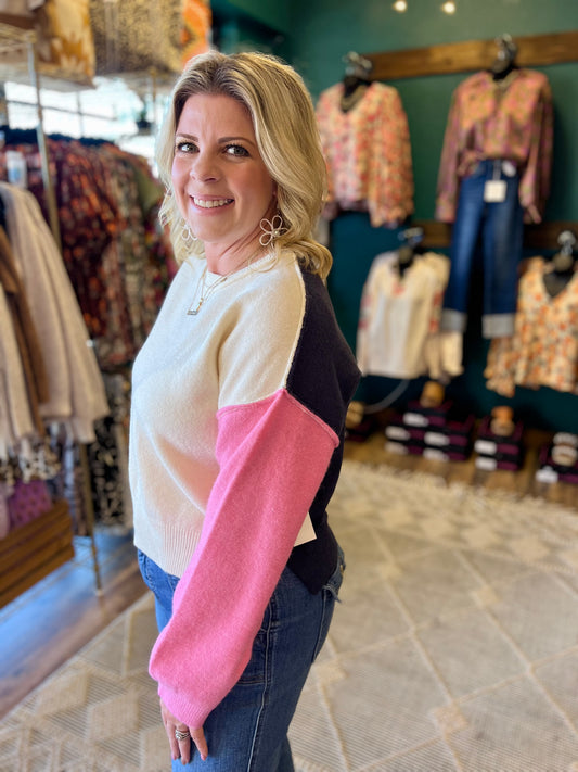 Tri Color Round Neck Sweater