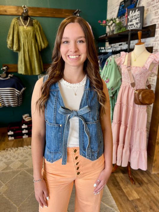 Bow Tie Denim Vest