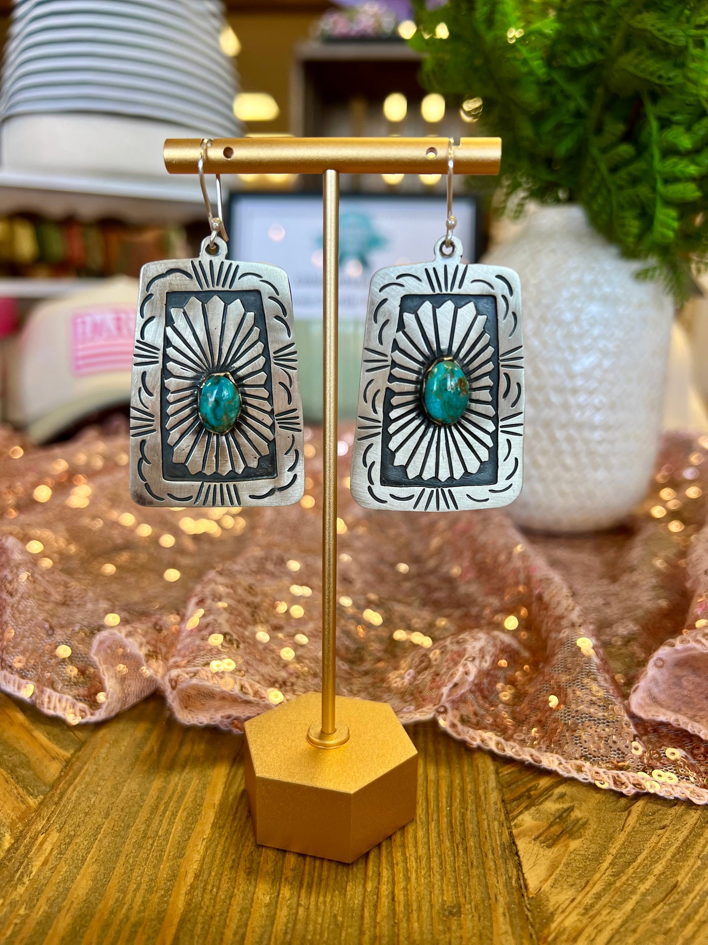 Sterling Silver Stamped Matte Concho Earrings