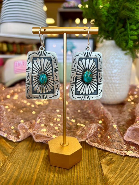 Sterling Silver Stamped Matte Concho Earrings