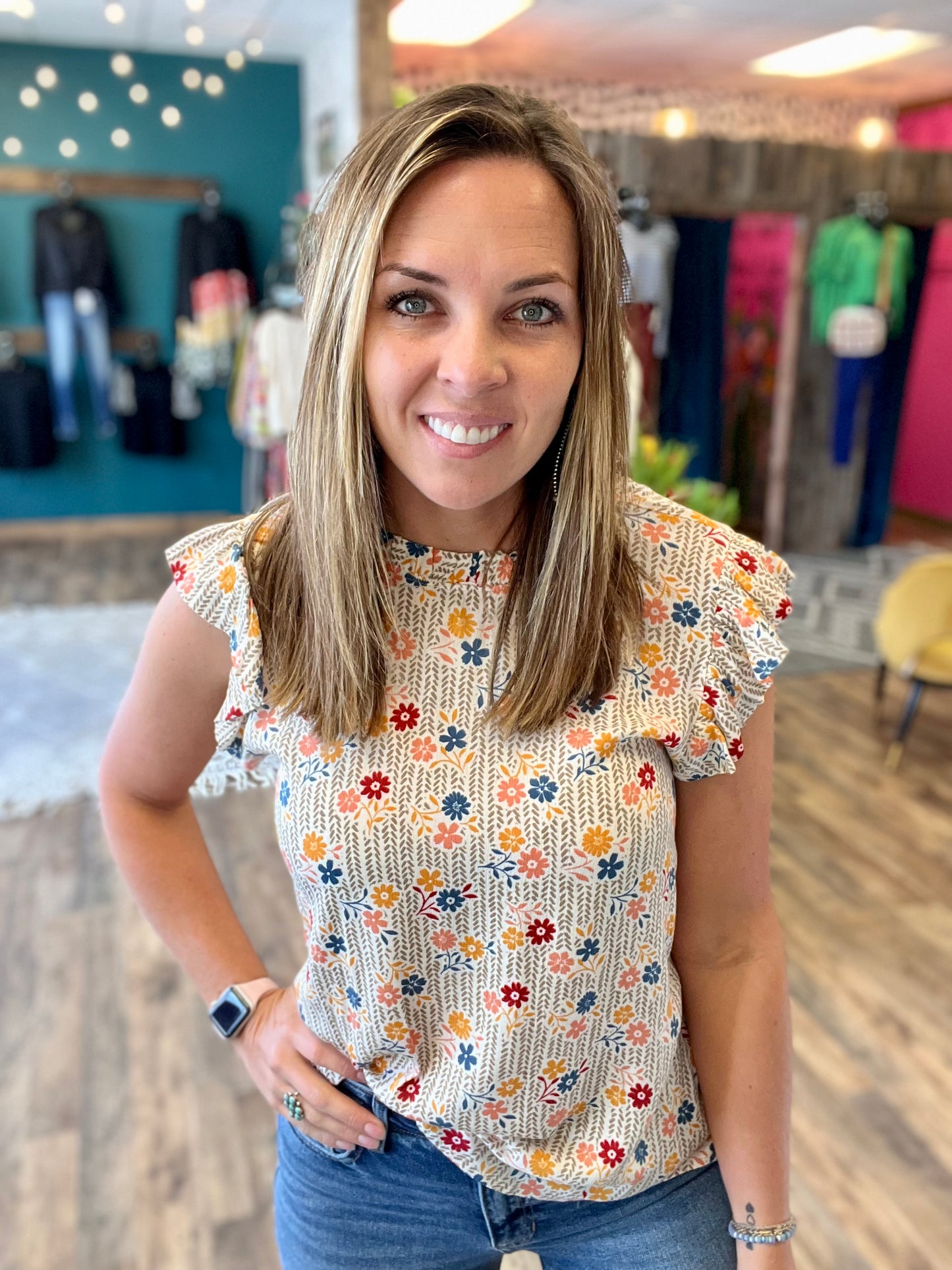 Taupe Floral Top