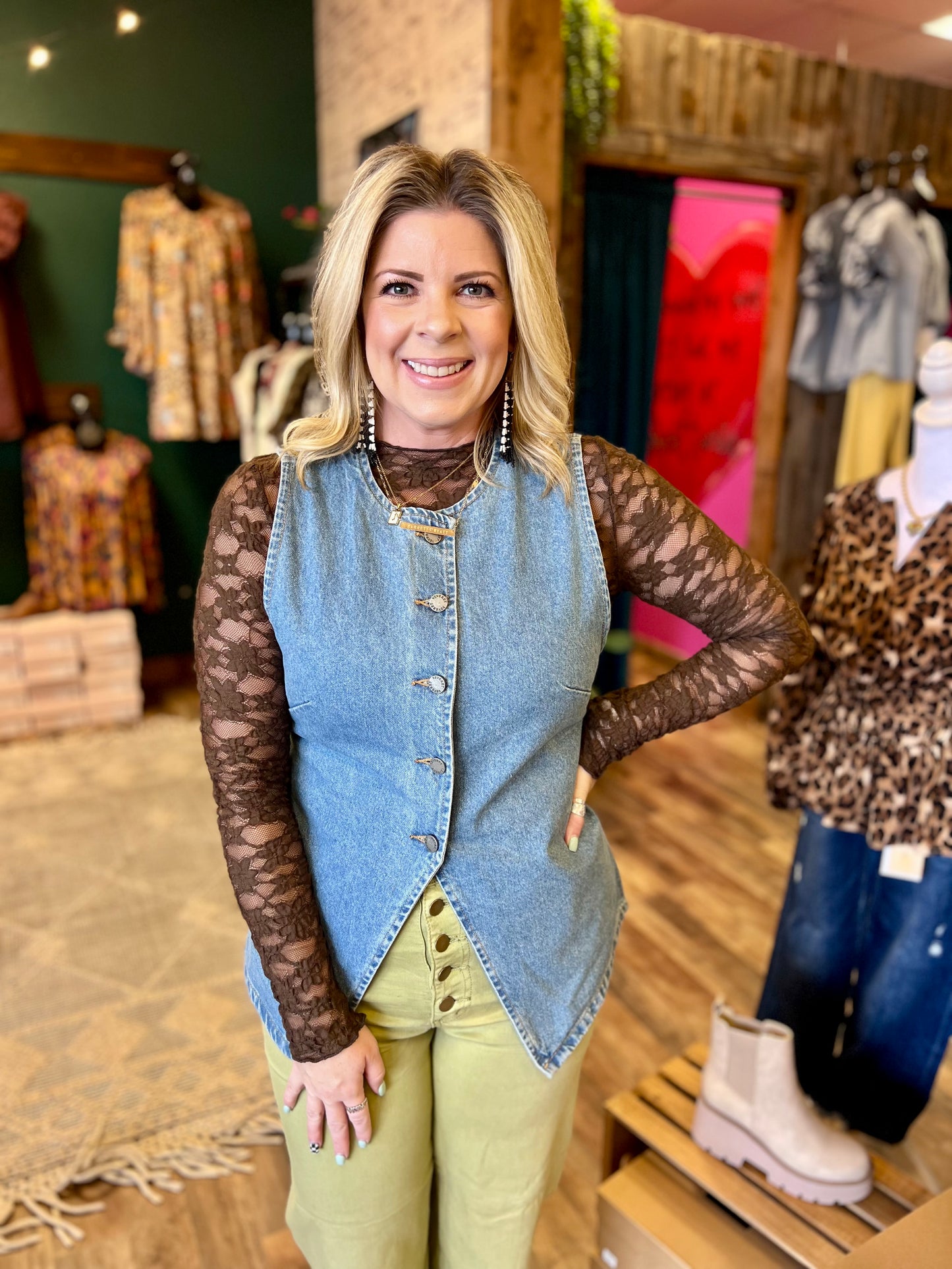 Denim Button Up Vest