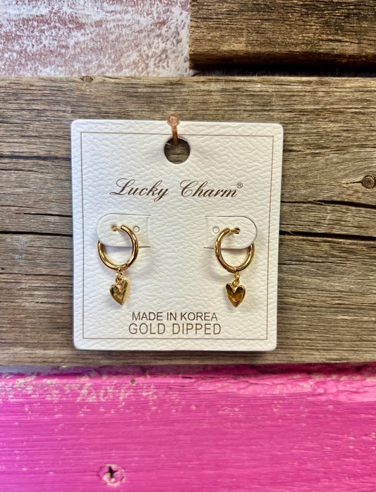 Gold Hoop Heart Earring