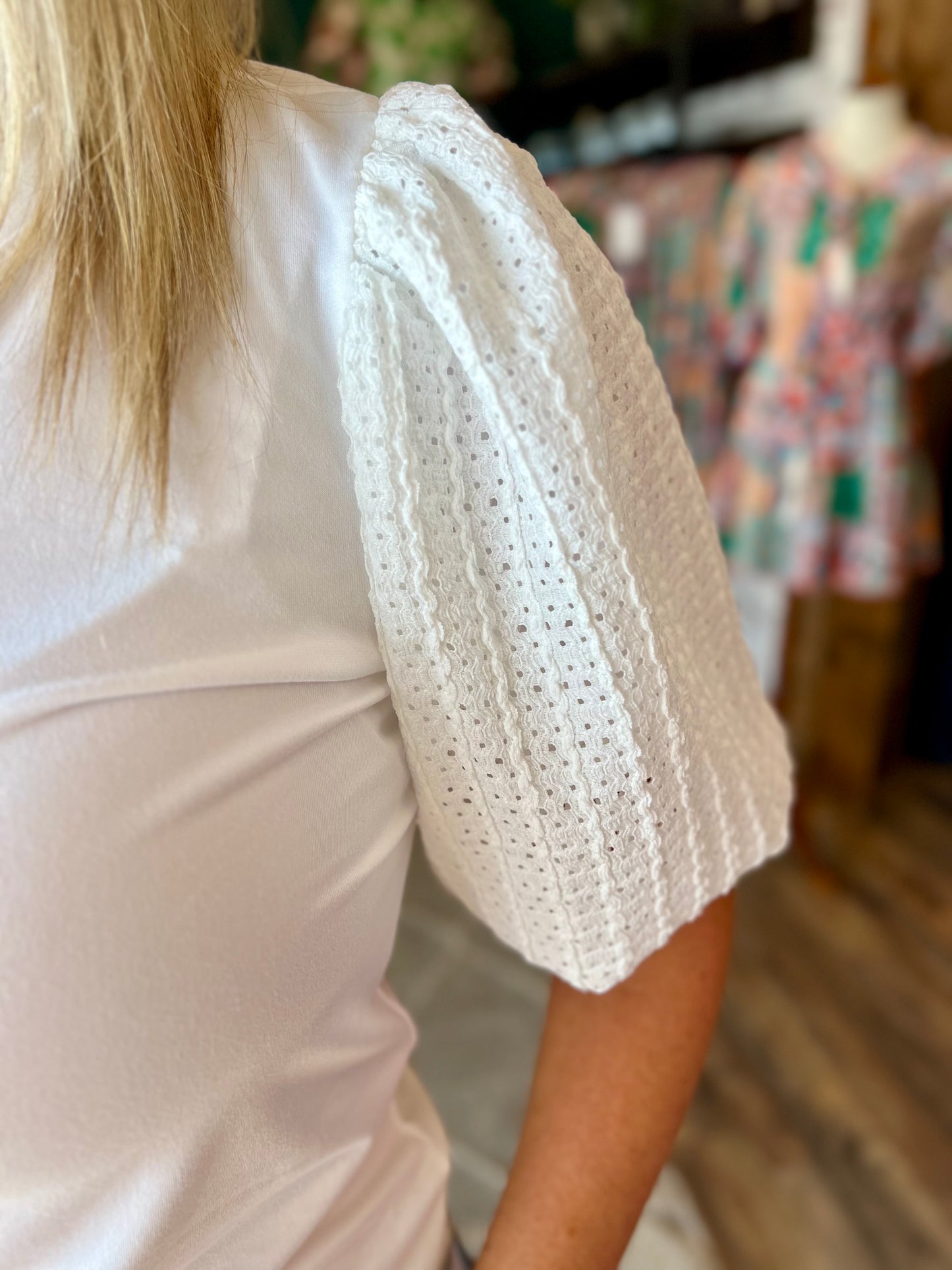Lace Bubble Sleeve Top