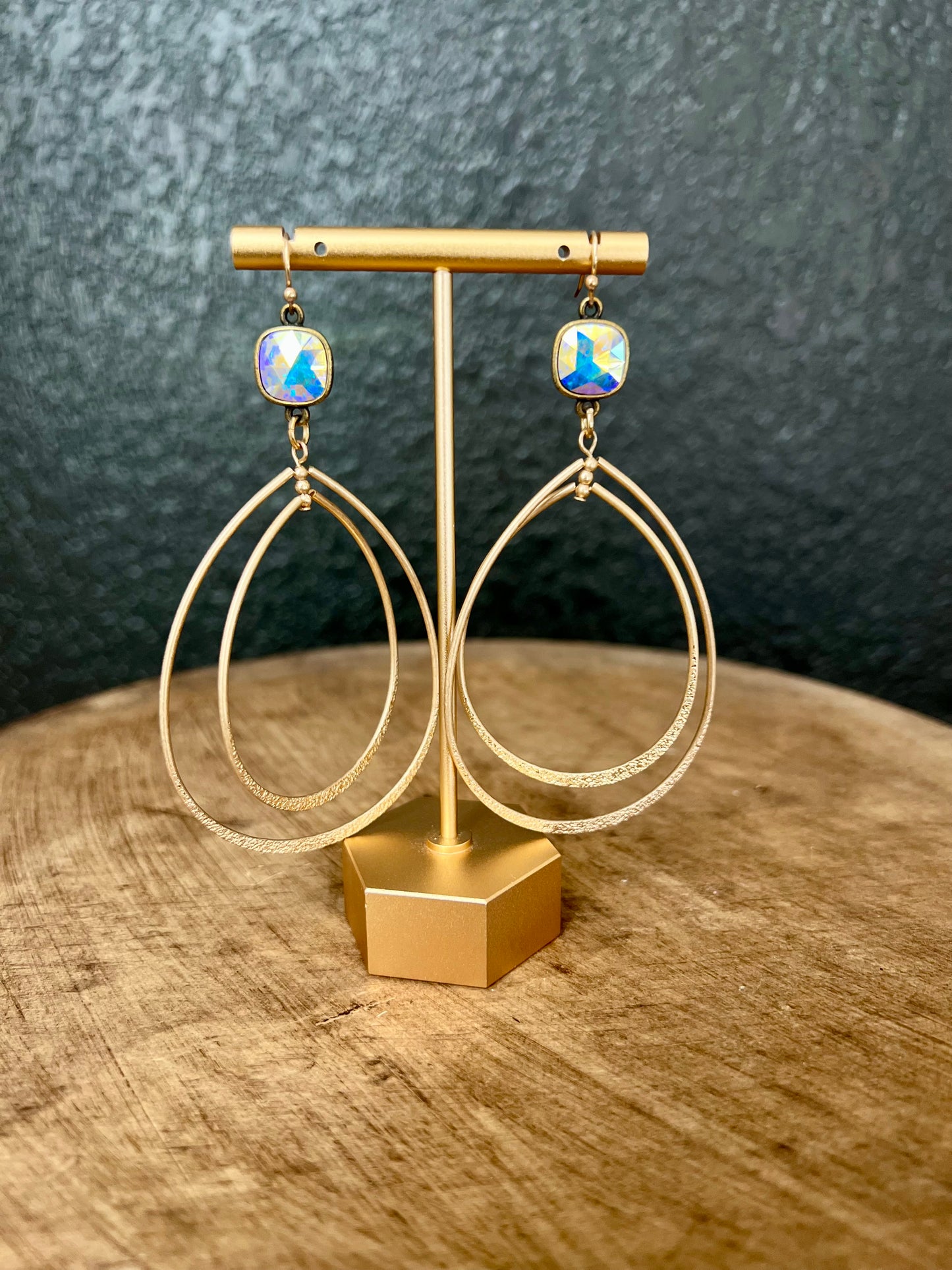 Double Gold Teardrop Earring