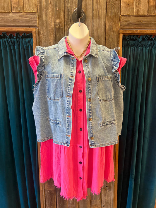 Denim Ruffle Vest
