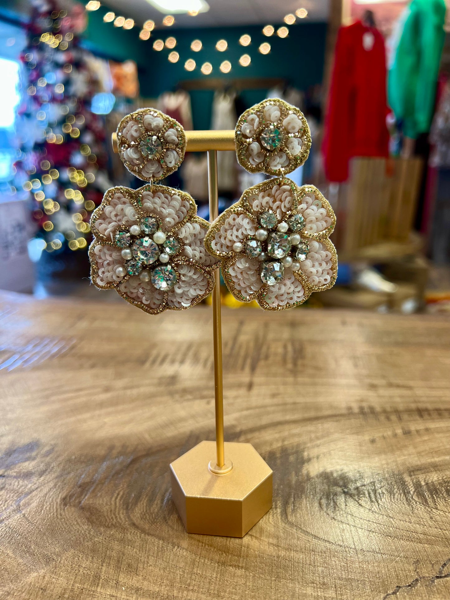 Ivory Flower Beaded Earring