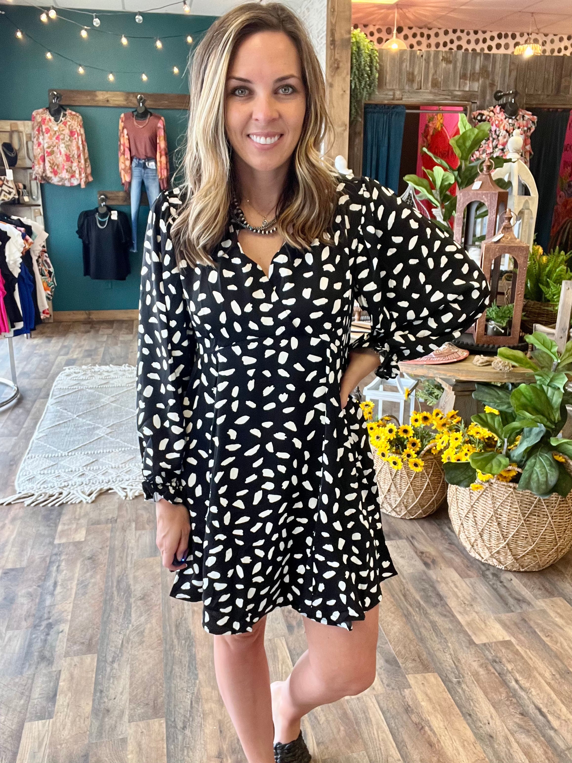 Black & White Dotted Dress Sweet Darlin' Boutique