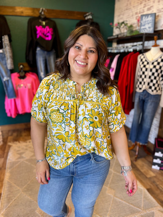 Mustard Floral Top