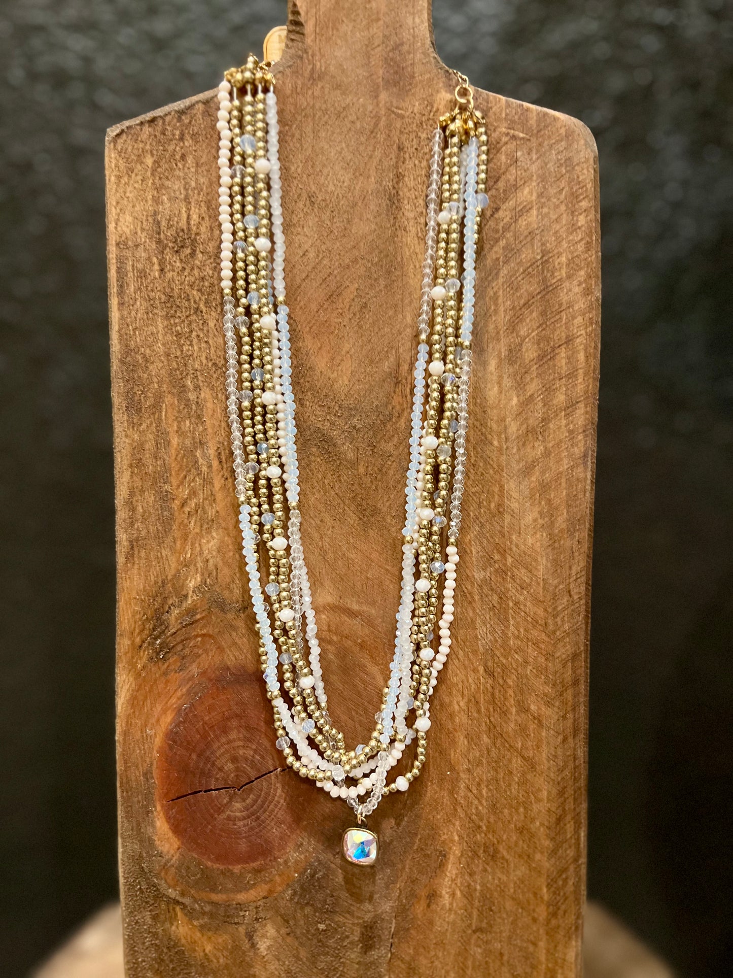 Ivory Multi Strand Beaded Necklace