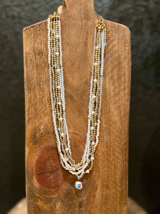 Ivory Multi Strand Beaded Necklace