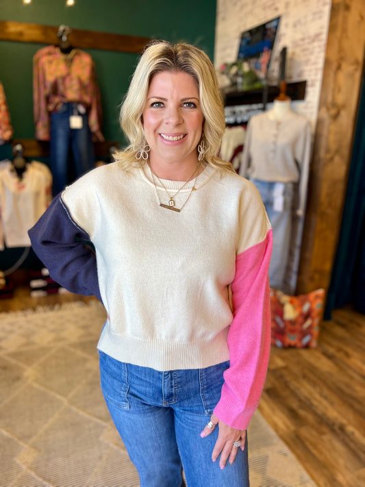 Tri Color Round Neck Sweater