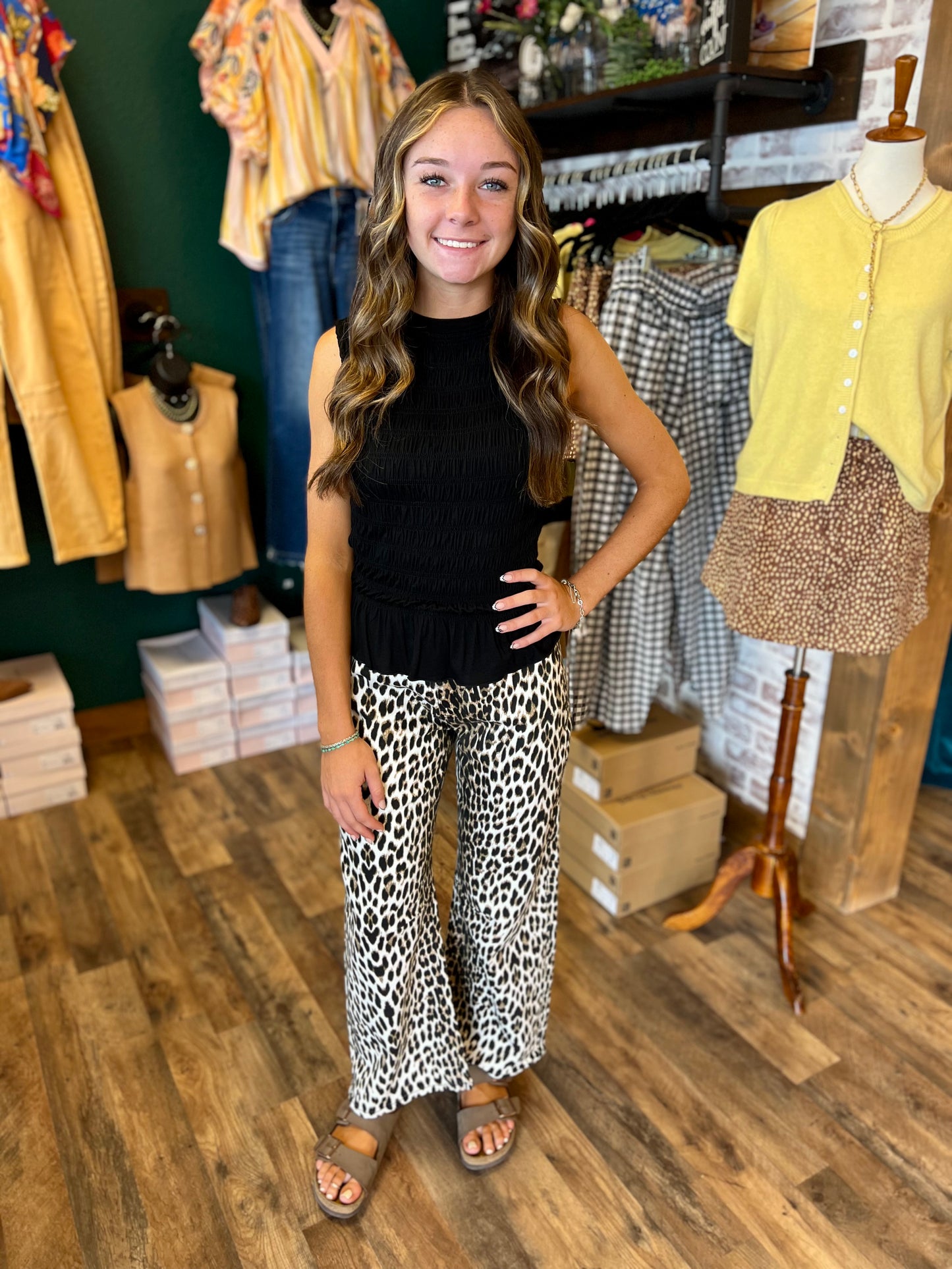Leopard Stretch Slim Barrel Jean
