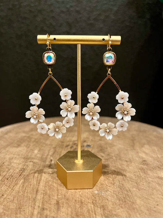 Pearl Flower Teardrop Earring