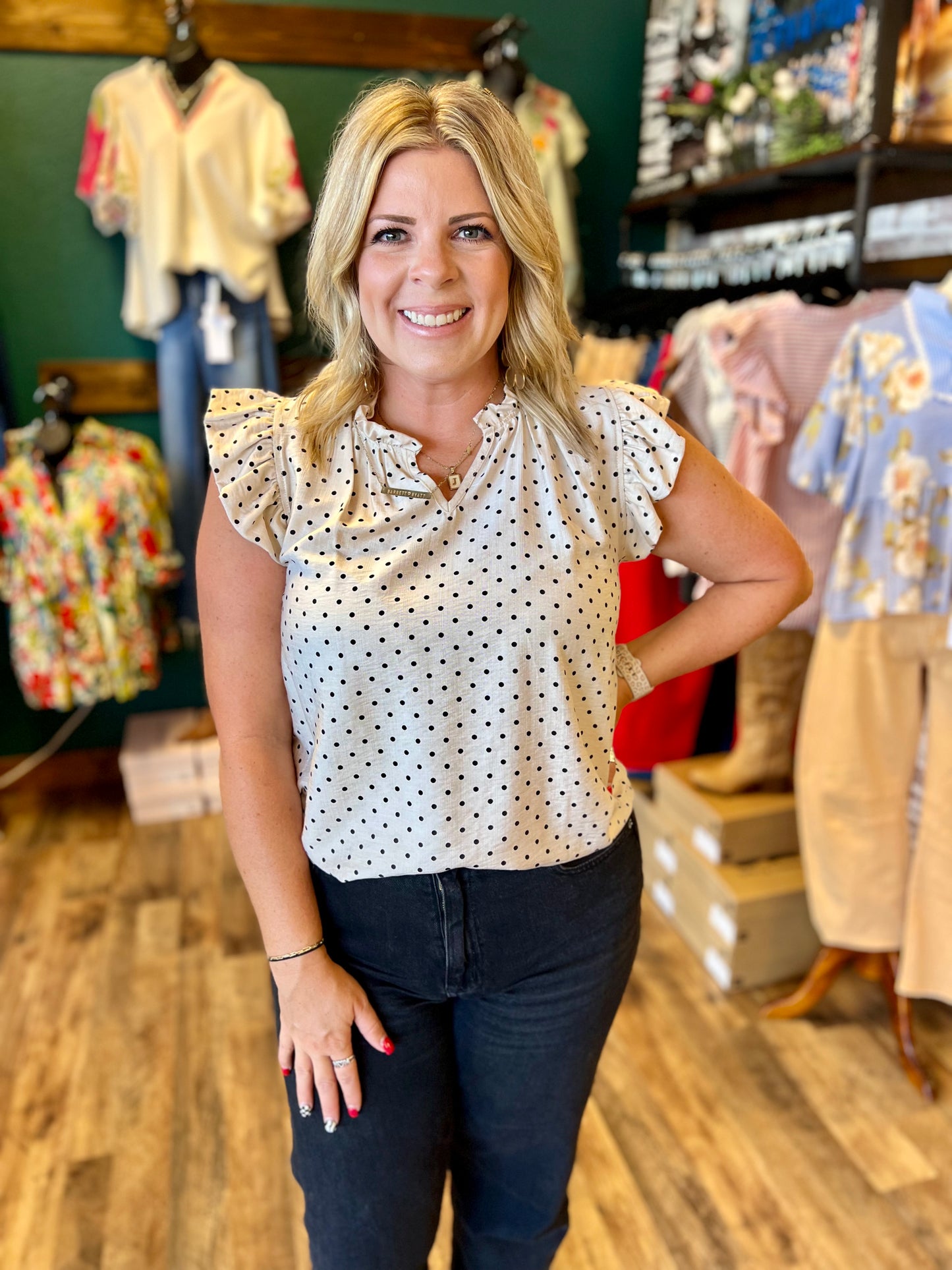 Mini Polka Dot Ruffle Top