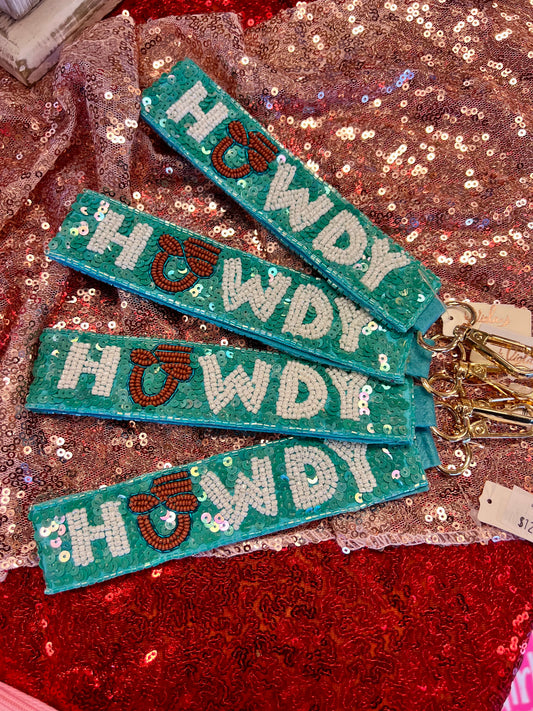 Howdy Beaded Keychain