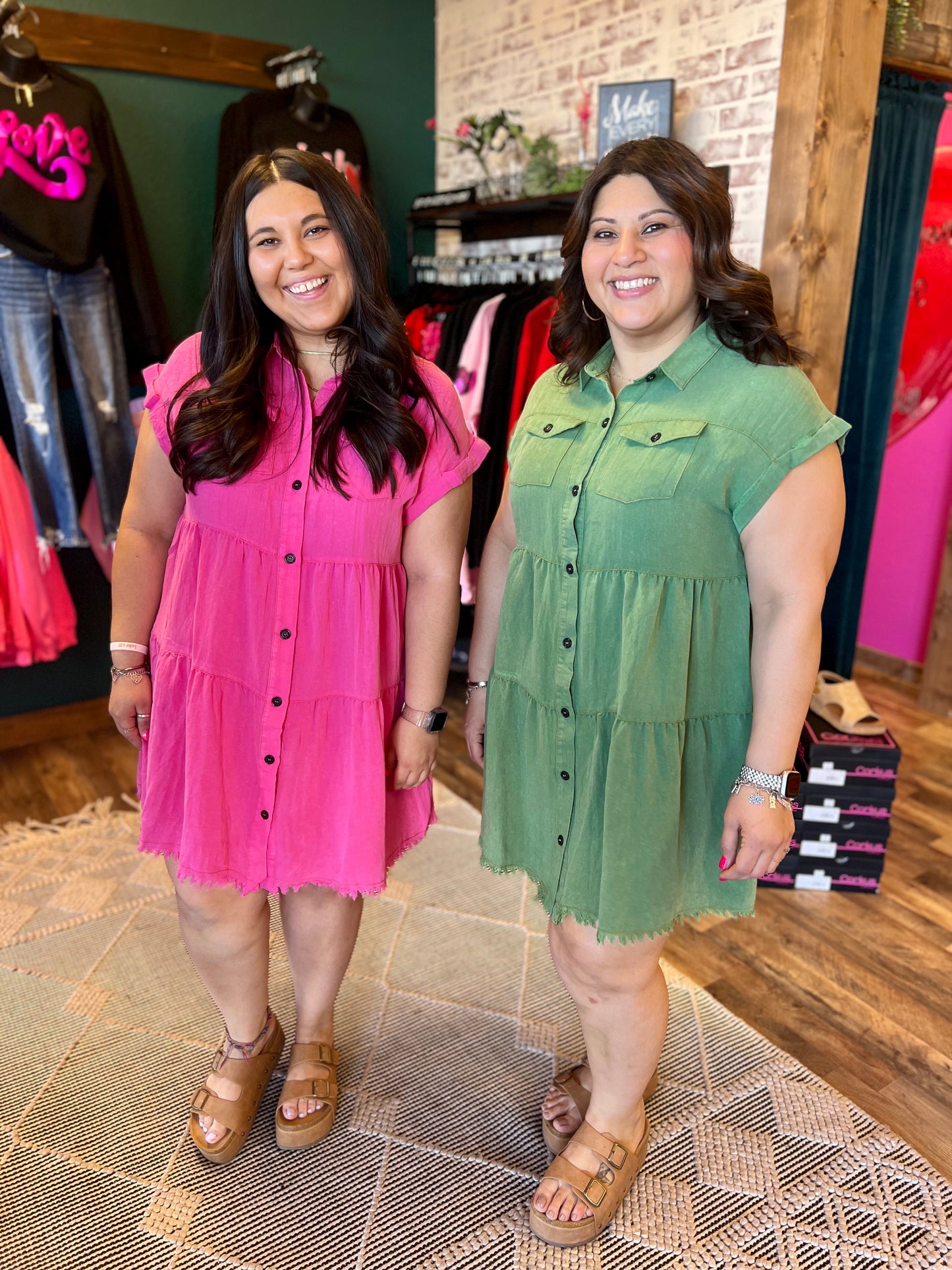 Tiered Button Up Dress