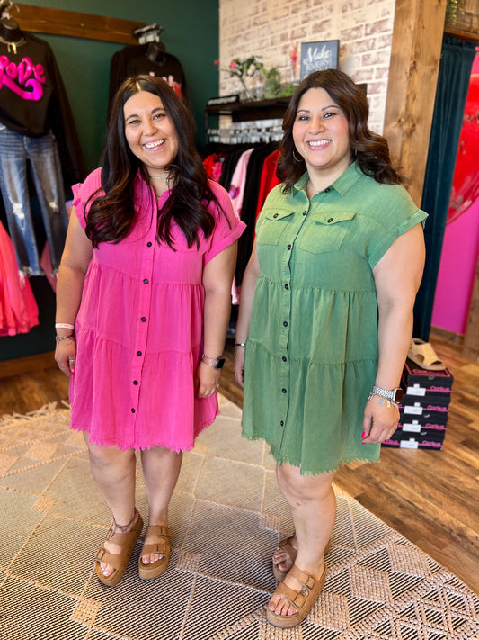 Tiered Button Up Dress