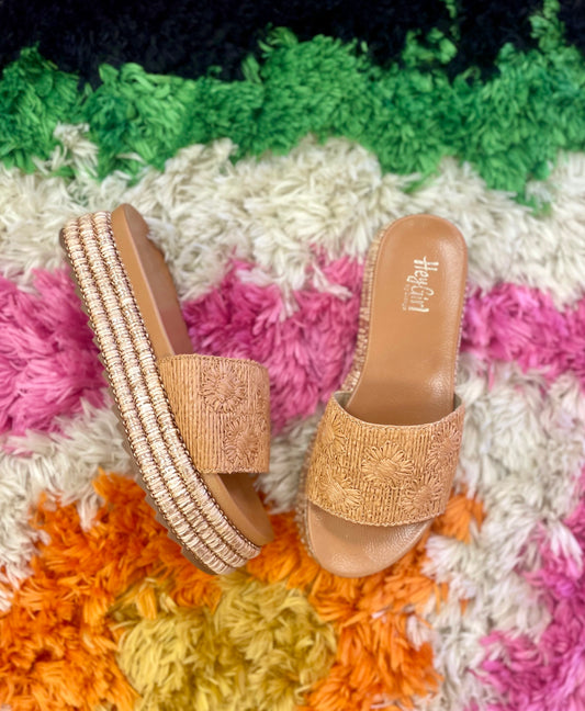 Woven Daisy Slip On Sandal