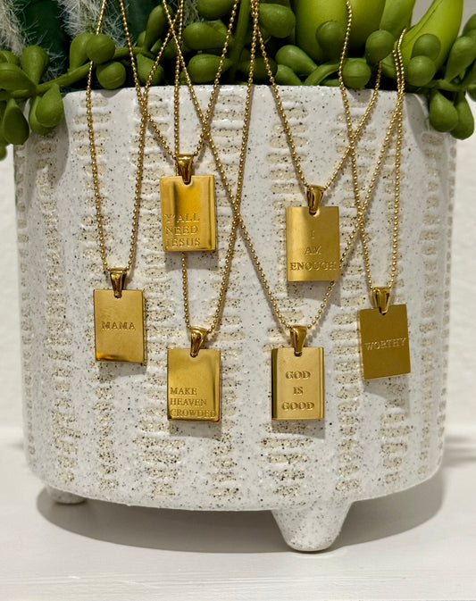 Inspirational Engraved Tag Necklace