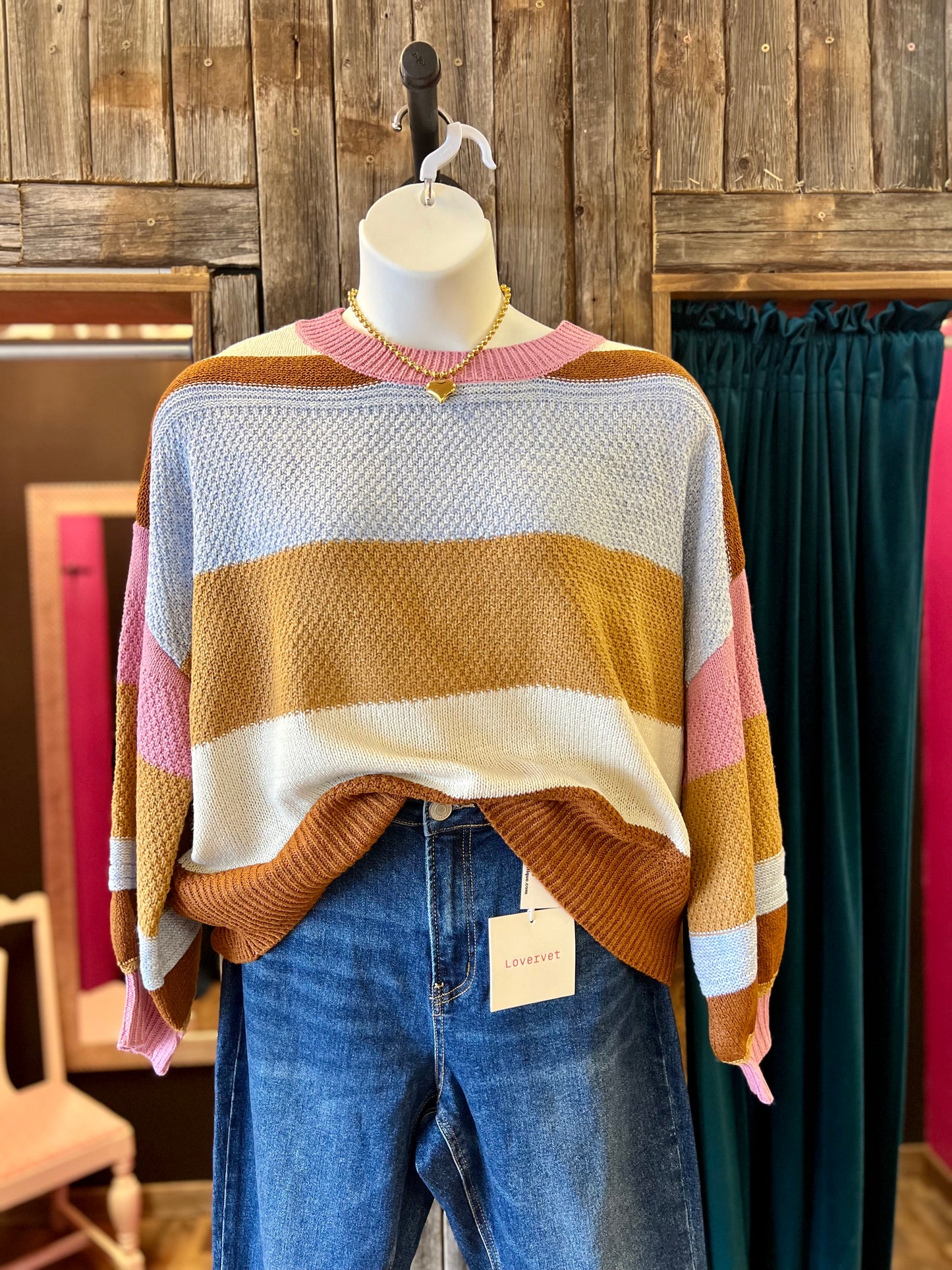 Rust & Rose Color Block Sweater