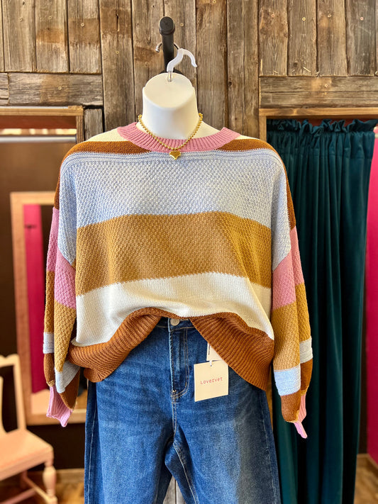 Rust & Rose Color Block Sweater