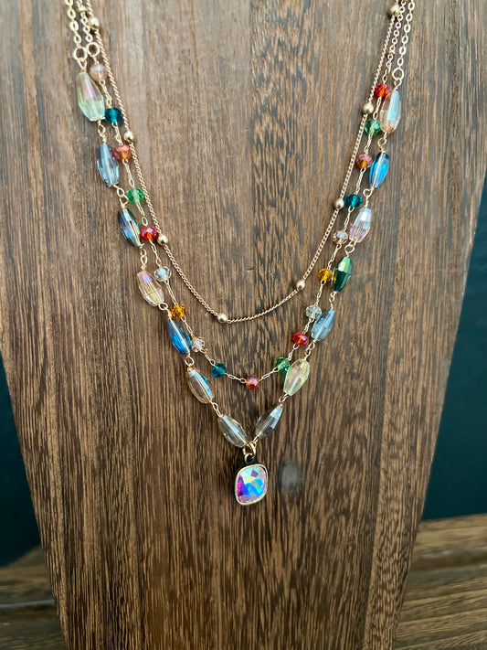 Triple Strand Multi Bead Necklace