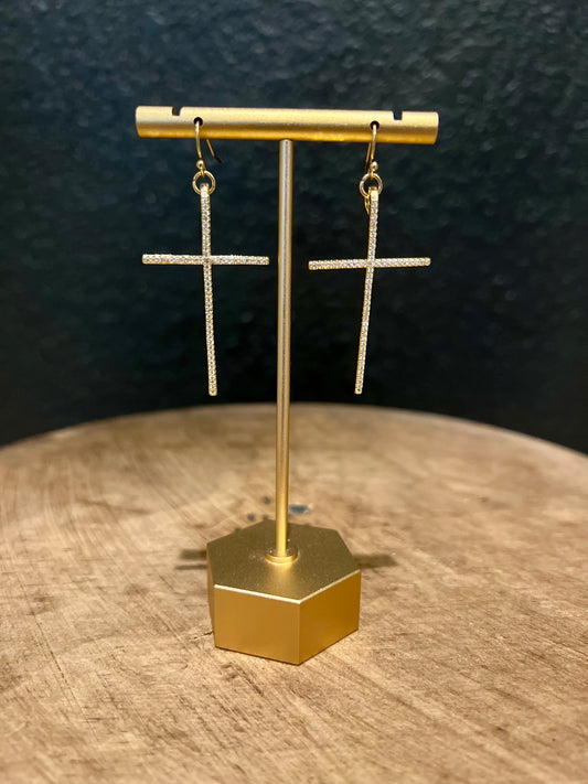 Diamond Cross Earrings