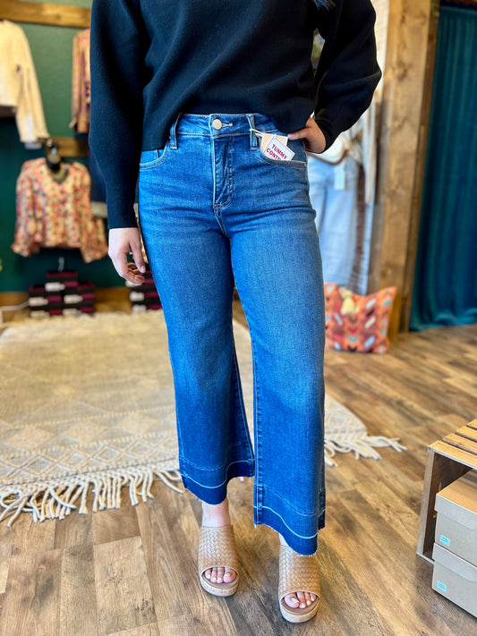 Risen High Rise Crop Wide Hem Jean