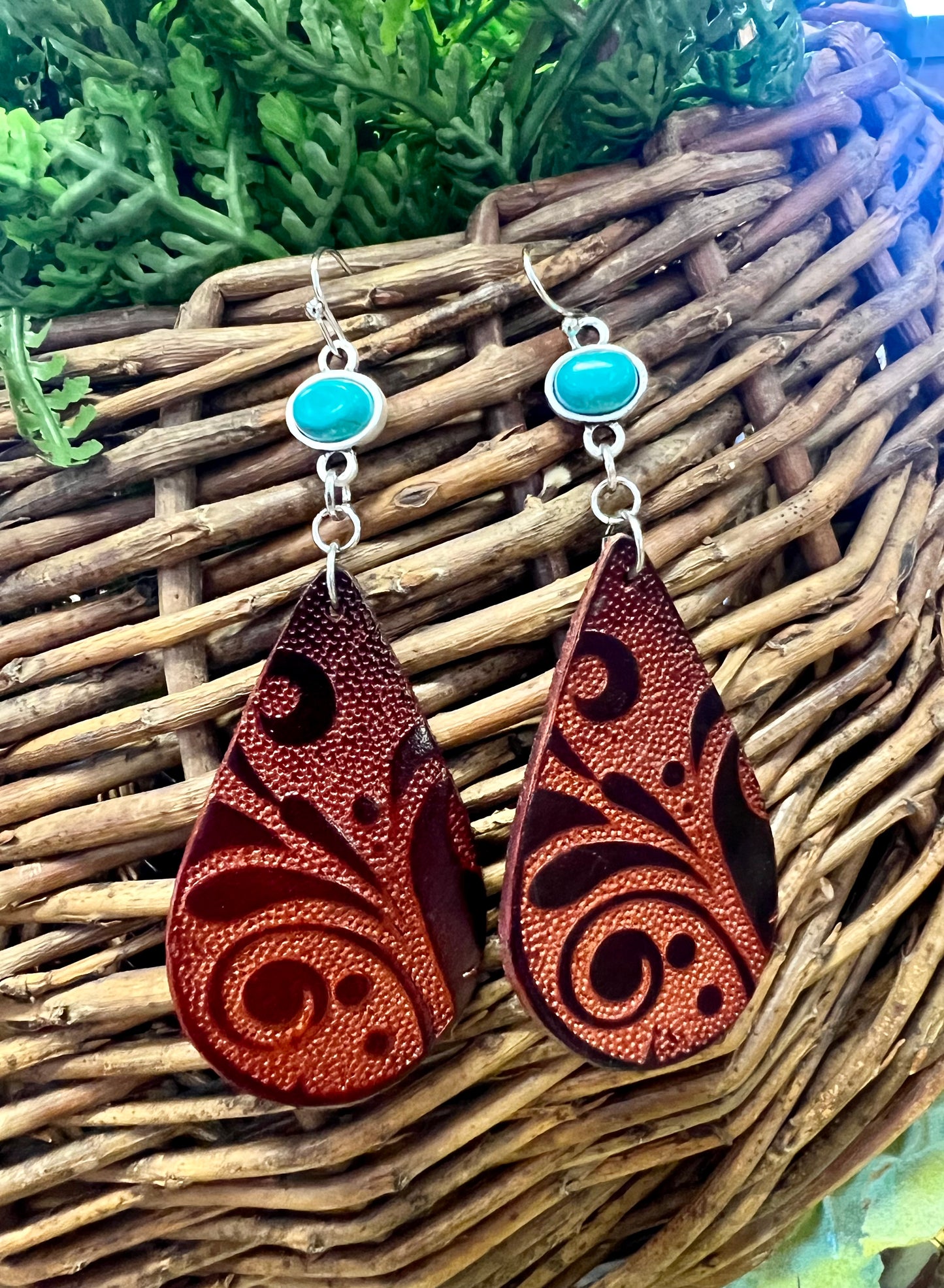 Leather Teardrop Earring