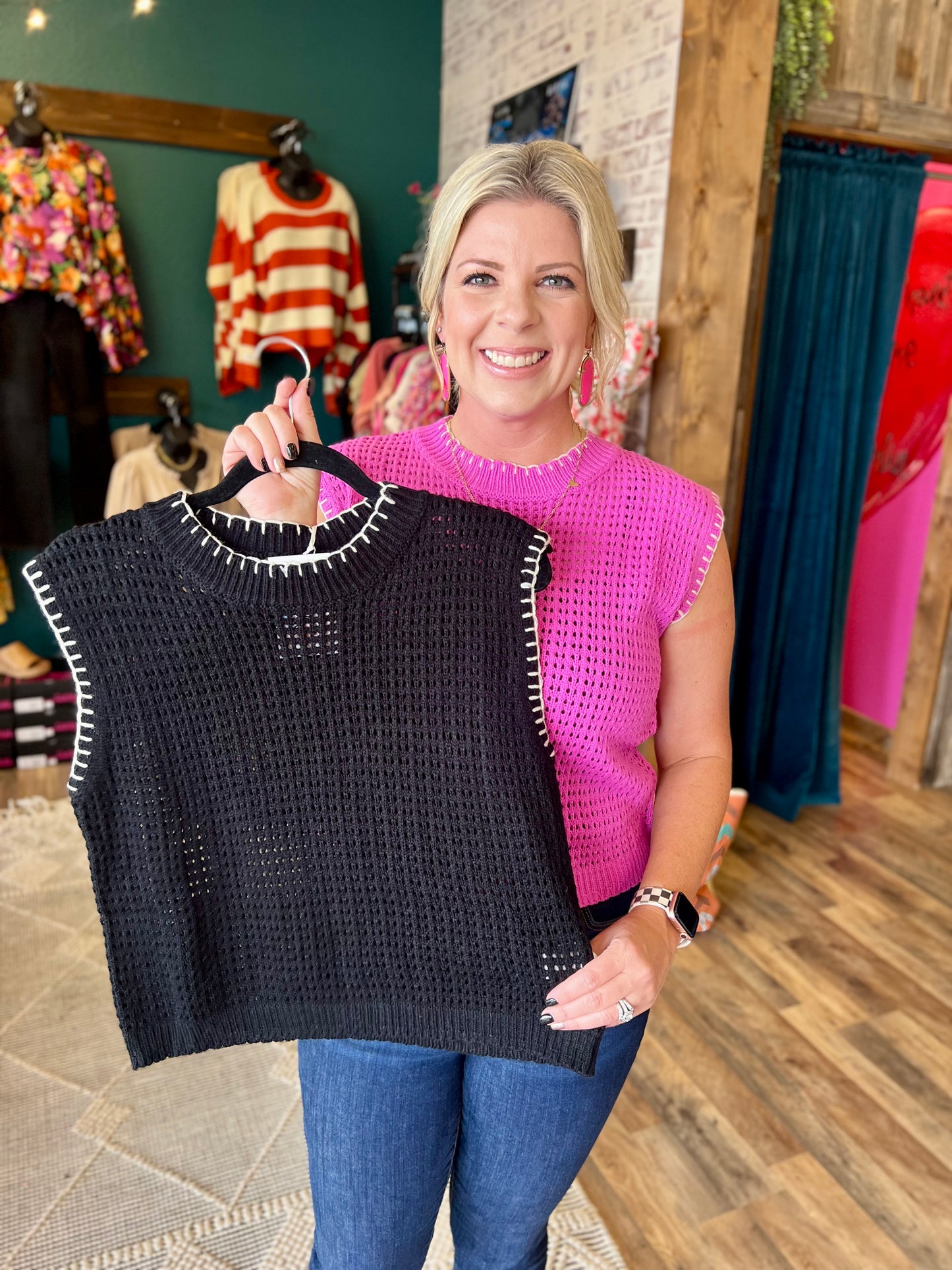 Crochet Knit Stitch Sweater Vest