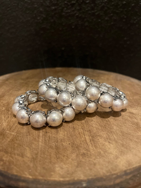 Matte Silver Stretch Braclet