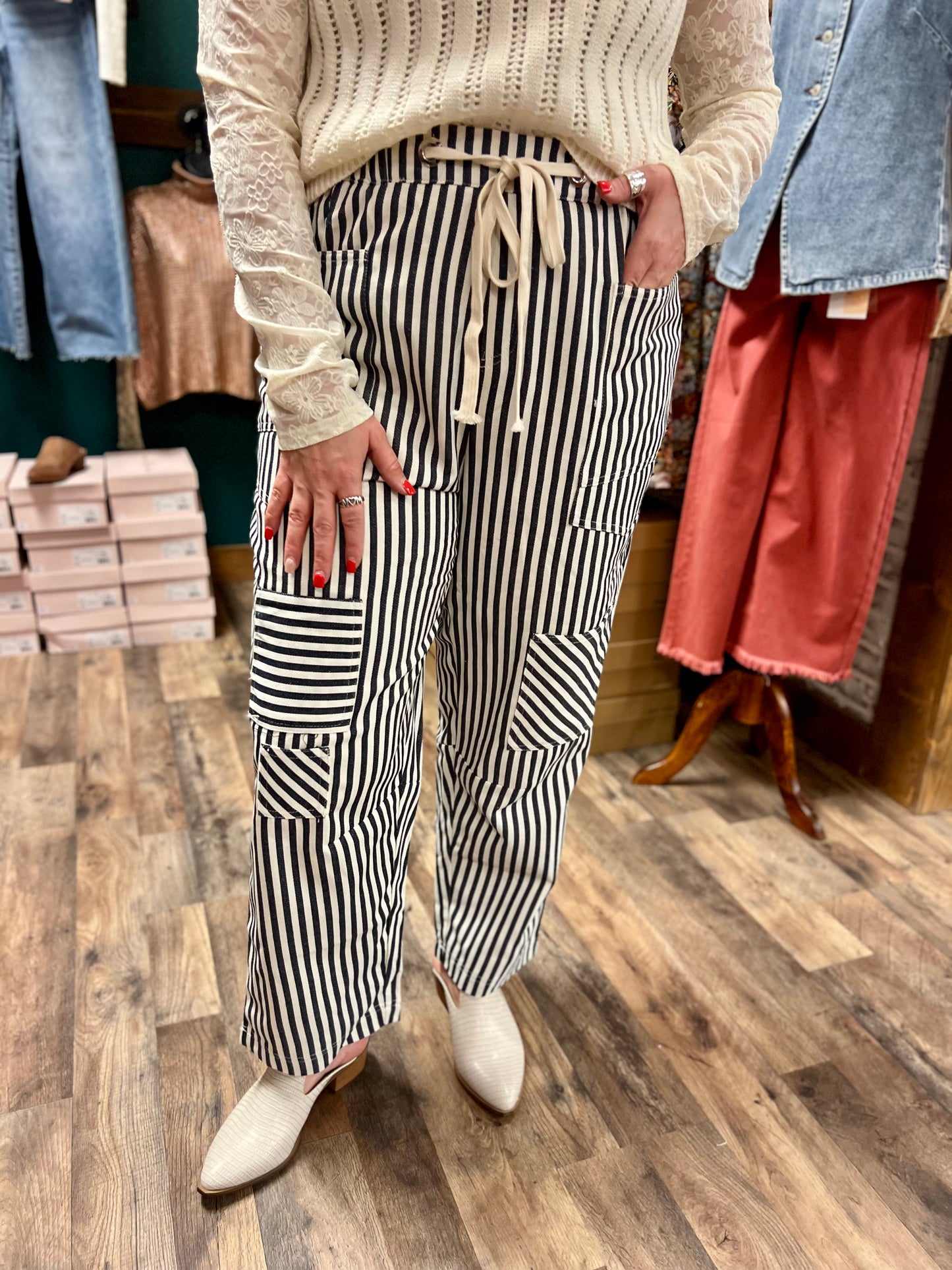 Navy Barrel Patchwork Crop