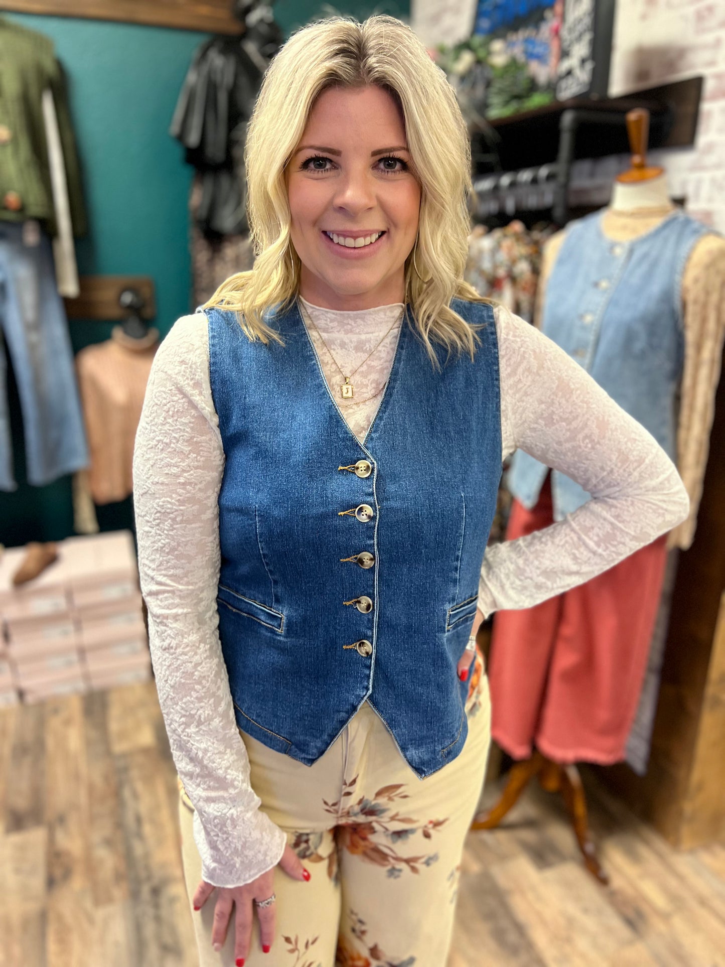 Button Up Denim Vest