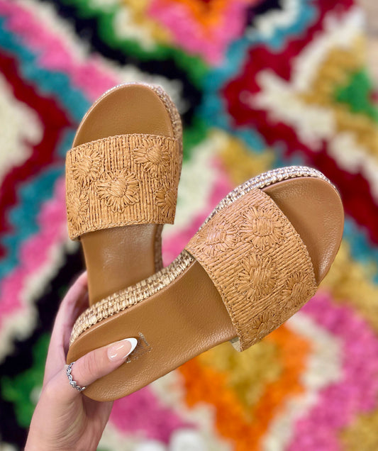 Woven Daisy Slip On Sandal
