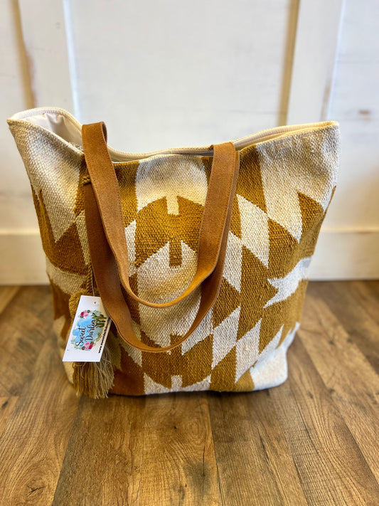 Mustard Aztec Tote