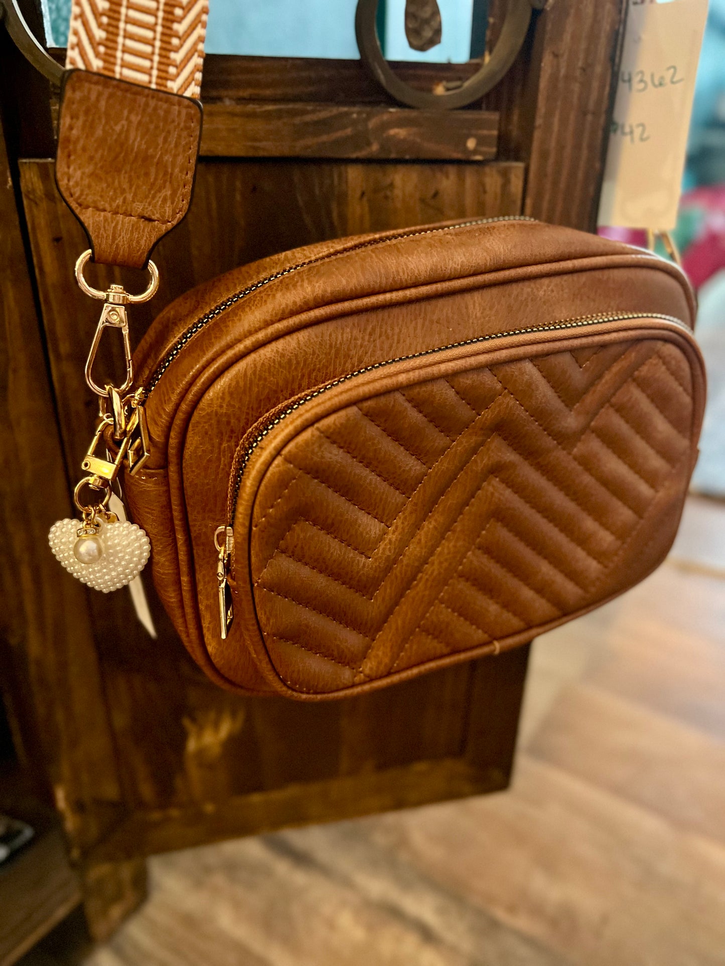 Pearl Heart Purse Keychain