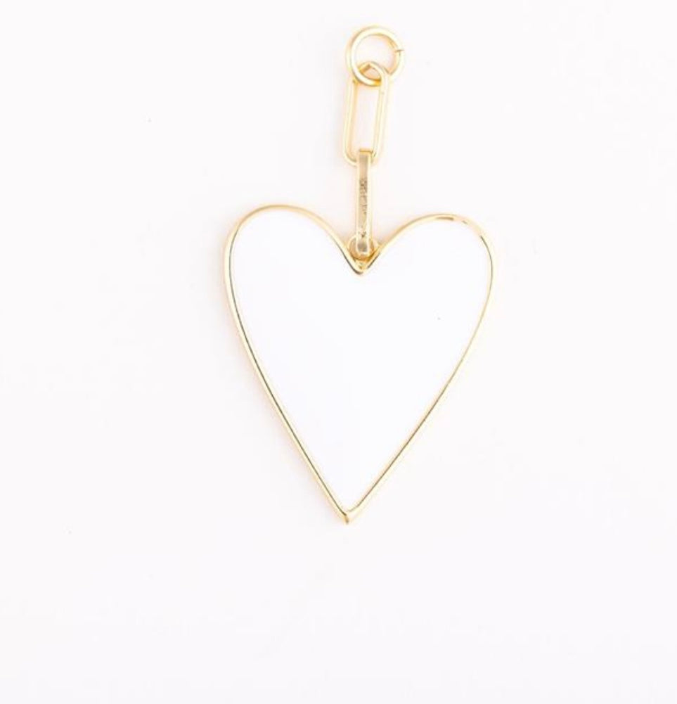 White Enamel Heart Bag Charm