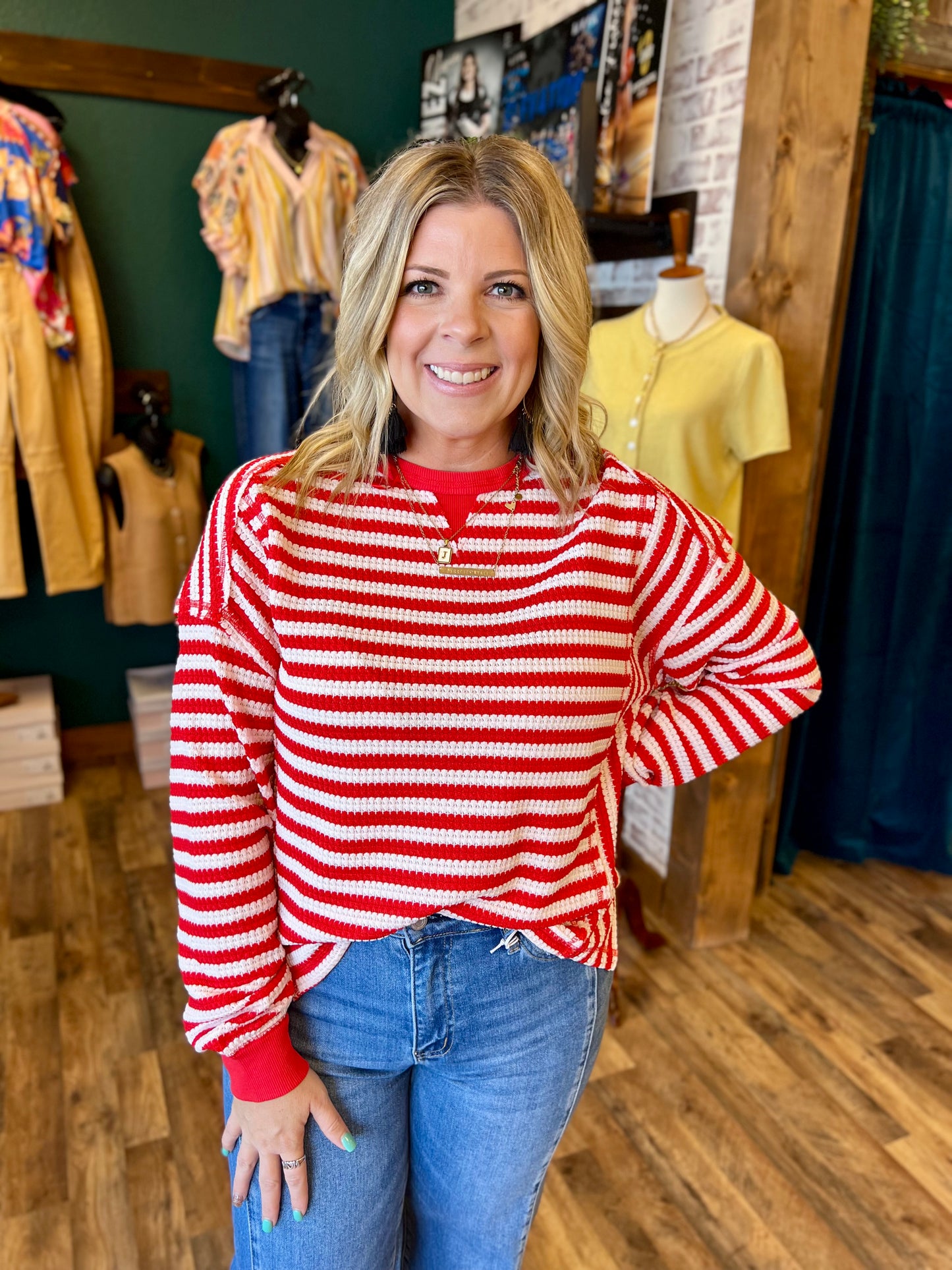 Stripe Waffle Top