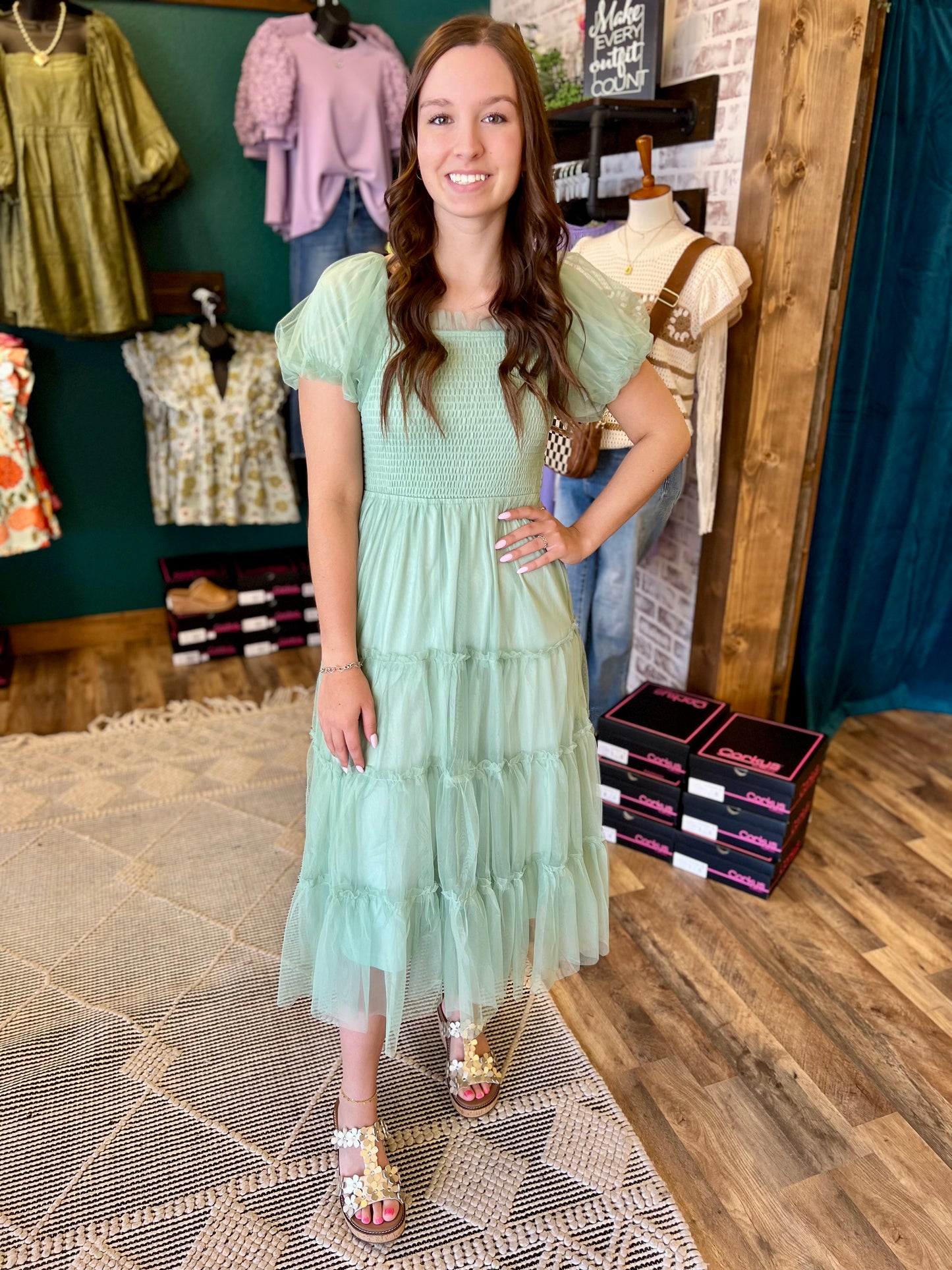 Sage Chiffon Tiered Maxi Dress