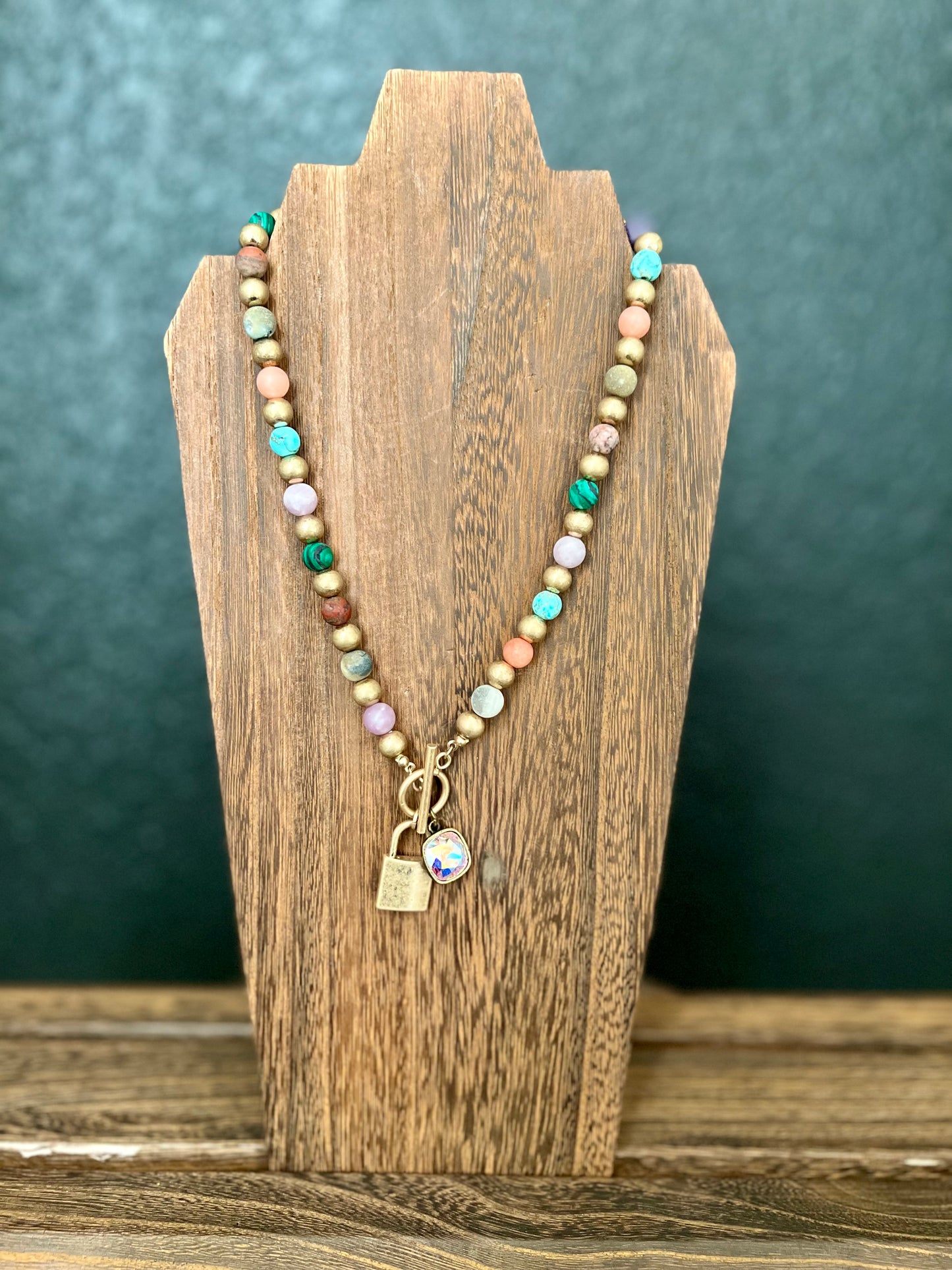 Multi Bead Locket Necklace