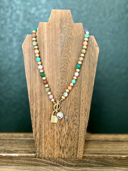 Multi Bead Locket Necklace
