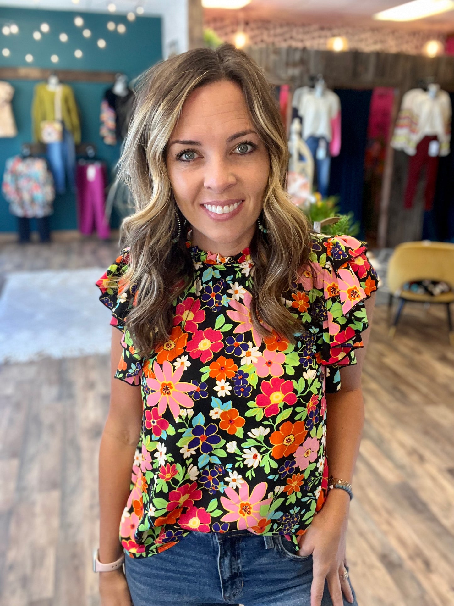 Floral Ruffle Top