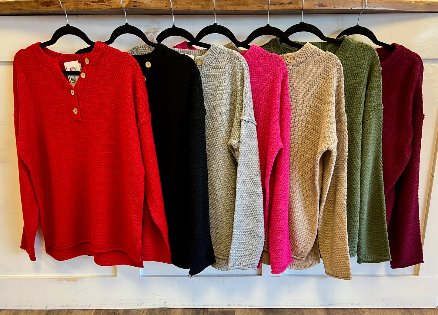 Button Up Henley Sweater