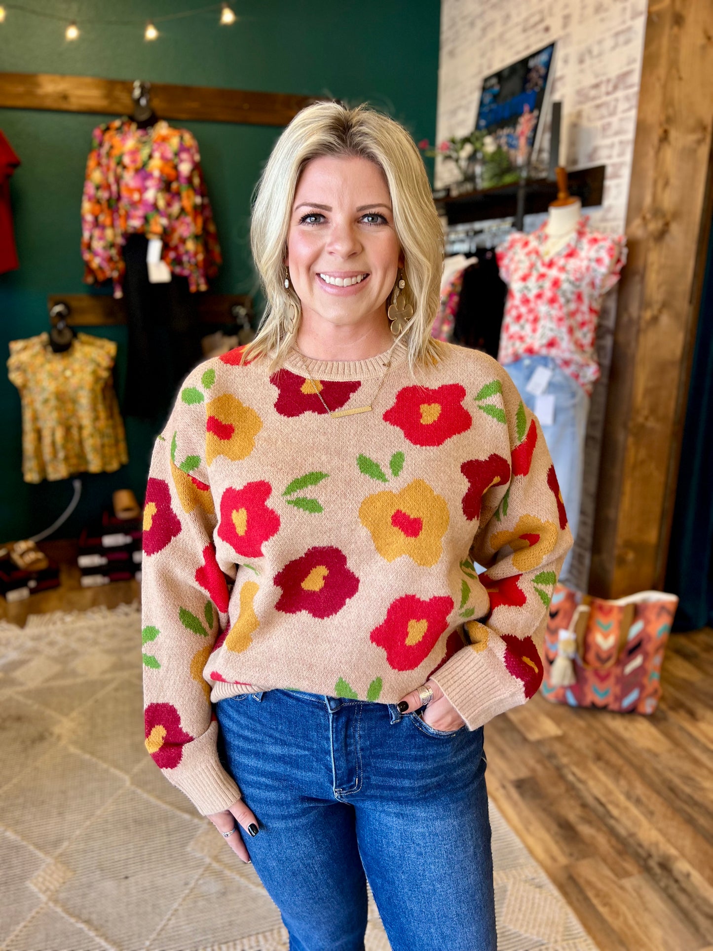 Latte Floral Sweater