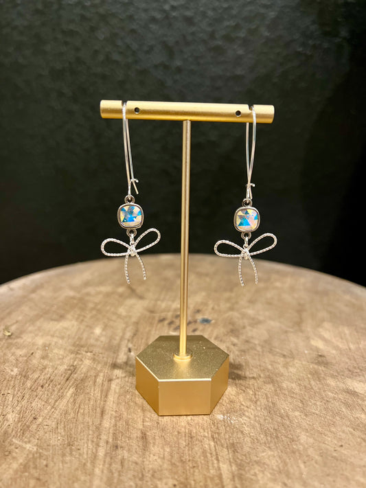 Dainty Bow Diamond Drop Earring